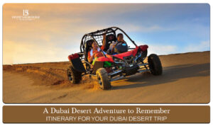 Dubai desert safari itinerary | Dubai desert adventure blog banner by the desert safari in dubai