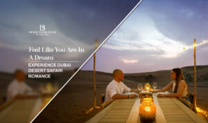 Dubai Desert Safari | night safari dinner experience blog banner by the desert safari in Dubai