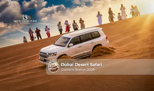 Tourists enjoying a Dubai desert safari with dune bashing and desert activities in 2026