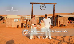 Family enjoying a desert safari in Dubai before school term begins.