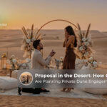 Romantic proposal in the Dubai desert.
