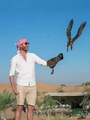 Falconry experience at a Dubai desert safari